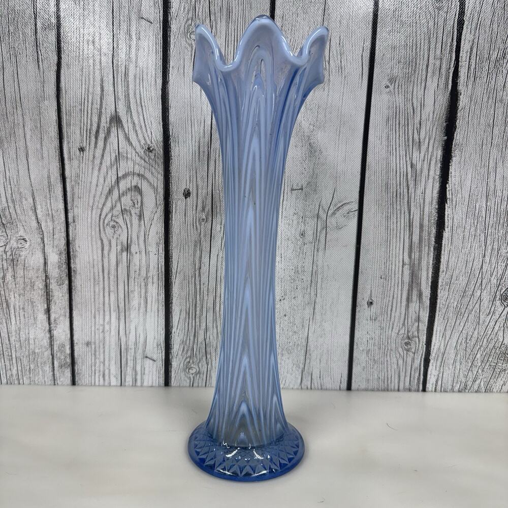 Fenton Boggy Bayou Swung Vase Light Blue Opalescent 11.5” Tall